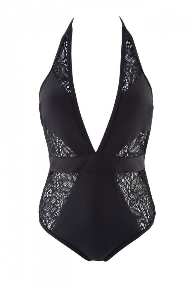 Swimwear | bayana - Peek&Beau Black Lace Insert Swimsuit One Piece